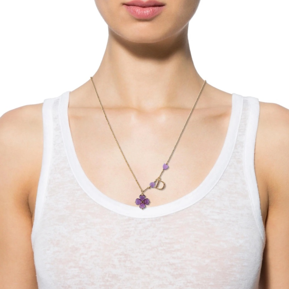 Christian Dior Crystal & Jadeite Clover Necklace | NWOT